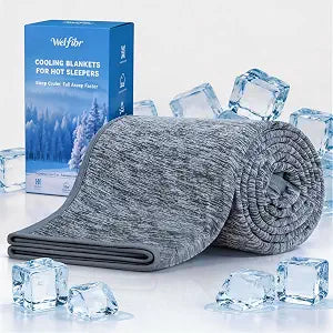 Cooling Blankets for Hot Sleepers Lightweight Summer Blanket Grey Double Sided Cold Blankets for Sleeping Breathable Q-Max >0.45 Cool Thin Ice Throws for Night Sweats & Outdoor Use 60"x90"