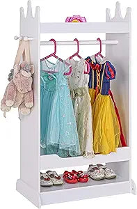 UTEX Kids See and Store Dress-up Center, Costume Closet for Kids, Open Hanging Armoire Closet, Pretend Storage, Costume Dresser(White)