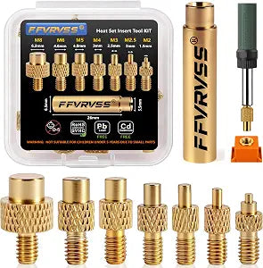 Heat Set Insert Tool 7X Soldering Tips for M2 M2.5 M3 M4 M5 M6 M8 Threaded Inserts with 900M T18 Soldering Iron Adapter Premium Clear Storage Case Precision Press Tool for 3D Printer Parts