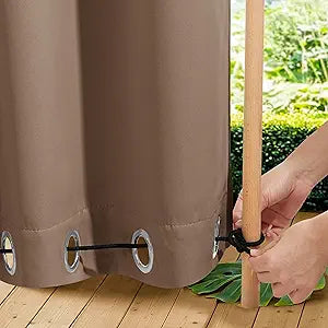 NICETOWN 2 Panels Weighted Blackout Curtains Patio Waterproof Outdoor Curtains, Thermal Insulated Top & Bottom Grommet & Back Tab Wind-Break Drapes Privacy for Pergola, W52 by L84, Tan-Khaki