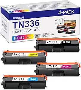 4PK TN336 High Yield Toner Cartridge Replacement for Brother TN-336 TN331 Toner Cartridge for MFC-L8850CDW HL-L8350CDW MFC-L8600CDW HL-4150CDN MFC-9970CDW Printer (Black, Cyan, Yellow, Magenta)