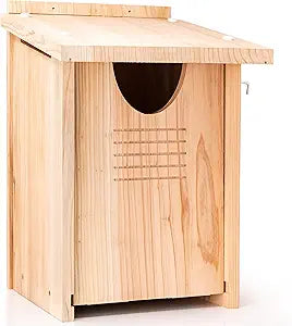 WHITEHORSE Large Cedar Owl House - Premium and Weatherproof Design - 16" x 12" x 11" - A Nesting Box for Screech Owls, Boreal, Northern Pygmy, Saw-whets, Elf, Flammulated, Kestrel and Others
