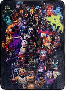Silver Buffalo Five Nights At Freddy's Character Collage Fleece Throw Blanket for Sofa, Bed | 45 x 60 Inches