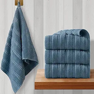 VOOVA & MOVAS Waffle Navy Blue Kitchen Towels, Hand Towels for Bathroom (4PC, 13"x30") - 100% Cotton, Soft & Absorb, Dish Towels with Hanging Loops, Guest Kitchen Hand Towels, Navy Blue Kitchen Decor