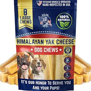 Devil Dog Pet Co. Himalayan Yak Cheese Dog Chews for Medium to Large Breeds & Aggressive Chewers - Long Lasting, Rawhide Free, High Protein - Cleaner Teeth, Anxiety & Boredom Relief - 8 Pack