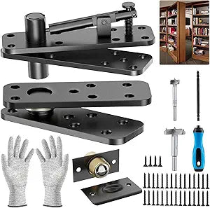 Hidden Door Hinge, 570Lbs Load-Bearing Thickened Solid Stainless Steel, 360 Rotation Heavy Duty Swinging Conceal Hinges Invisible Door Hinge1