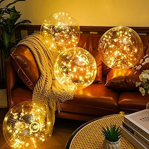 6 Pcs 15.7 Inch Garden Lighted Inflatable Ball Outdoor Decoration LED Light Battery Operated Blow up Inflatable Balls for Summer Garden Yard Outdoor, Not Waterproof, Do Not Use in Water