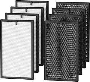 AP400 Replacement Filter Compatible with SIESEAN AP400 Air Purifier, 8 Pack with 4 H13 True HEPA Filters and 4 Activated Carbon Filters