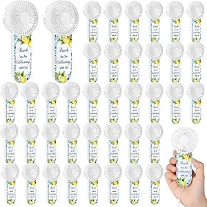 Lewtemi 50 Pcs Mini Wedding Electric Fans for Guests Capri Lemon Battery Powered Handheld Portable Fans Bulk Thank You for Celebrating with Us for Ceremony Bridal Shower Graduation Party Favors