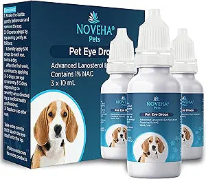NOVEHA Pet Drops Wash  Gentle & Safe Cleansing for Dogs, Cats, Horses & Rabbits  3x10mL