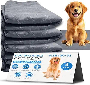 EcoLoo 4-Pack Washable Pee Pads for Dogs  Reusable, Waterproof Training Mats for Puppies & Dogs (Medium)