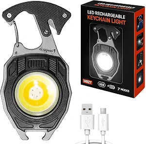 Fathers Day Gift for Dad  LED Flashlight Multitool Keychain with Magnet, EDC Emergency Tool, Carabiner, Bottle Opener, Screwdriver, Camping & Survival Gear for Men
