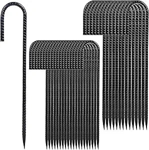 Homwin Rebar Stakes 12 inches 34-Pack Ground Stakes Heavy Duty J Hook Tent Stakes for Outdoor Decorations and Inflatables, Metal Yard Stakes for Fencing and Gardening, Gazebo and Swing Set Anchors