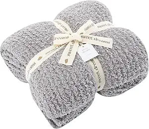 Unboxme Sweet Dreams Cloud Fleece Throw Blanket, 54" x 72", Soft Fluffy No-Shedding Plush Warm Blanket, Grey