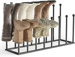 pickpiff Free Standing Shoe Racks - Black Metal Boot Rack Organizer Tall Boots for Dorm Room, Closet, Entryway, Bedroom, Patio Outdoor, Hallway, Black, Shoe Storage Fit for 8 Pairs