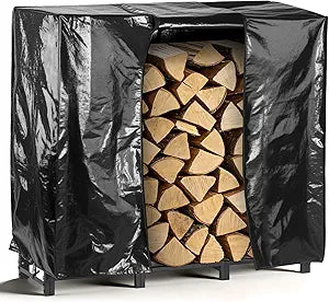facka 4FT Heavy Duty Firewood Rack with Waterproof Cover, 3000LBS Capacity Log Storage for Fireplace, All-Weather Protection Metal Wood Holder for Outdoor Patio & Garden
