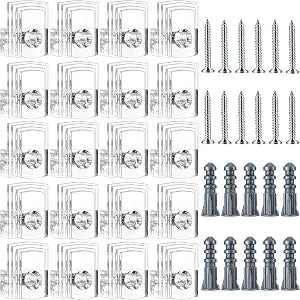 Tatuo 20 Pcs Mirror Holder Clips for Mirrors Clear Mounting Clips for Wall