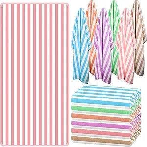 Jecery 12 Pieces Striped Beach Towels Bulk Oversized Pool Towel Pack Absorbent Soft Quick to Dry Bath Towel Colorful Beach Towels for Hotel, Spa Hot Tub, Bath and Swim Summer, 30 x 60 Inches
