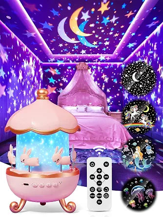 PIKOY Carousel Night Light for Kids,15 Sounds&15 Films Star Projector,Gifts