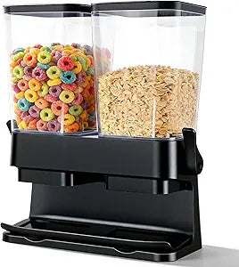 Cereal Dispenser Countertop 2 Pack, Double 3L Airtight Cereal Storage Container for Kitchen Pantry, Large Capacity Clear Dry Food Organizer For Cereal, Nuts, Coffee Beans, Pet Food
