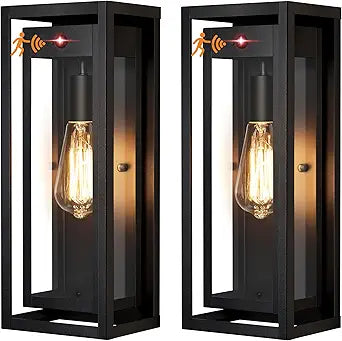 15" Motion Sensor Outdoor Wall Sconce Set of Two, Large Dusk to Dawn Outdoor Sconce Lights, Waterproof Anti-Rust Outdoor Lights for House, Exterior Motion Sensor Light for Garage, Porch