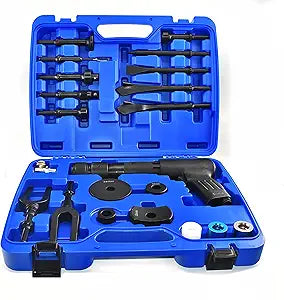 Air Hammer - 21PCS Air Chisels (Tapered Punches, Panel Cutter & Flat Chisel), 2500 BPM - for Car Repairs, Cutting Metal Sheets, Removing Wall Fixtures, Drilling Through Walls, Dismantling Nuts