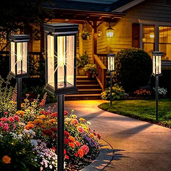 Sublume Solar Pathway Lights Outdoor 8 Pack, 3-in-1(Stake/Wall Wall Mounted/Hang Lantern) Solar Lights Outdoor, IP65 Waterproof Solar Landscape Lights Solar Powered Garden Lighting for Walkway