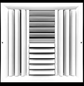 HVAC Premium 12''w X 12''h 4Way Aluminum Curved Blade Adjustable Air Supply HVAC Diffuser - Vent Duct Cover [Outer Dimensions: 13.65''w X 13.65''h]