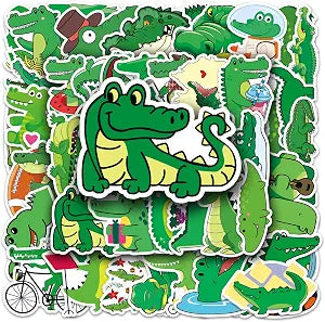 50 Pieces Funny Crocodile Stickers Cartoon Alligator Vinyl Waterproof Sticker for Laptop Water Bottle Motorcycle Skateboard Luggage,Cute Party Decals Gift for Kids Boys Teens