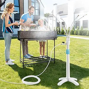 Tesmotor Stand Misters for Outside Patio, Standing Misters with Adjustable 46in Height, 5 Brass Nozzles and 26FT Line, Standing Misting Cooling System for BBQ, Patio, Pool, and Outdoor Water Fun
