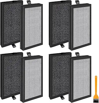 8 Pcs Air Filter Set Compatible with Airversa AP2 and Priestley PM1240B, 3-Stage Filtration, Works to Filters Smoke & Smells