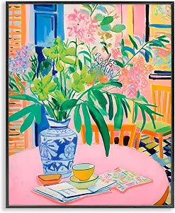 Floral Still Life Table Arrangement, 16 x 20 Inch Framed Gicle Print