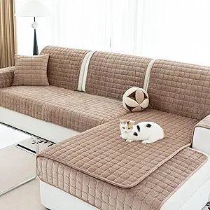Velvet Sofa Cover(Dark Brown, 2PCS, 35.4"71"+35.4"94.5")