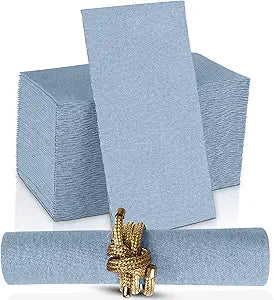 Disposable Cloth-Like Paper Napkins, 200 Pack 12" x 17" Linen-Feel Blue Denim Dinner Napkins For Wedding, Party, Kitchen Or Bathroom, Made In USA