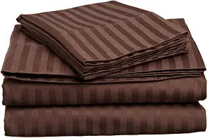 Elegant Comfort Home Couture Italian 4pc King Sheet Set, Striped Mocha