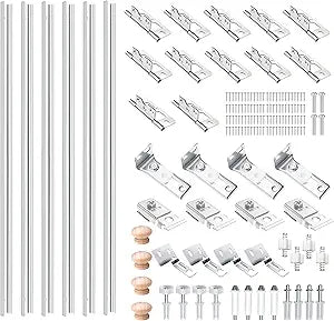 120IN Bifold Door Track Kit, 6Kit 20IN White Bifold Door Hardware kit with Track Closet Door Track Repair Tool Kit Included Full Accessories for Double Door, Folding Door, Accordion Door