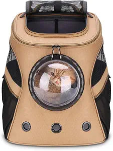 LOLLIMEOW Large Pet Carrier Backpack, Bubble Backpack Carrier for Fat Cats and Puppies,Airline-Approved(Khaki)