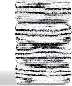 4 Piece Bath Towel Set 35"x70"Oversized Bath Towel for Bathroom Ultra Soft Fluffy Extra Large Bath Sheet Luxury Premium Bathroom Towel Highly Absorbent Quick Dry Shower Towel for Hotel Spa,Black White