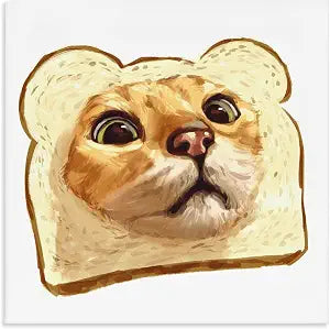 Stupell Industries Silly Tabby Cat Face Head Inside Toast Bread, Design by Ziwei Li, 24 x 24, Gallery Wrapped Canvas