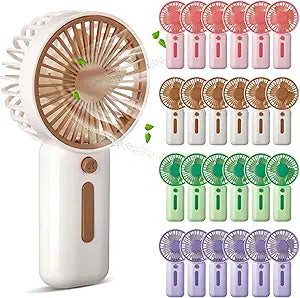 EBOOT 24 Pack Mini Portable Fans Bulk with Foldable Stand, Small Handheld Fan Battery Operated Fan in 4 Assorted Colors for Women Men Travel, Gym, Office, Wedding, Camping, Makeup