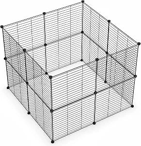 LURIVA Small Animal Playpen, Guinea Pig Cages, Pet Playpen, Rabbit Cage,Small Animal Cage, Puppy Kitten Dog Playpen, Indoor Outdoor Portable Metal Wire Yard Fence,15 X 12 Inch, 16 Panels, Black.