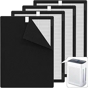 4-Pack K2 Replacement Filter Compatible with LUNINO K2 Air Purifier, Also Compatible with TER Air MK-AP01 and DBFIT AP300 Air Purifiers, 3-in-1 Filtration System