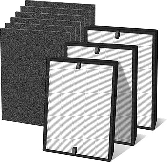 3 Pcs Replacement Filter Compatible with Alen Bh400 & 45i Air Purifier with 6 Pcs Activated Carbon Pre Filter Sheets, 3-in-1 H13 HEPA Filter B4-Pure/Fl40, Replace Model B4-Fresh / FL40-Silver-Carbon