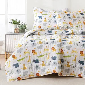 MICORAL Wild Animal Full Size Comforter Sets for Boys/Girls, 3 Piece Soft Brushed Microfiber Kids Bedding Set with 2 Pillow Cases, All Season Comforter Set Washable