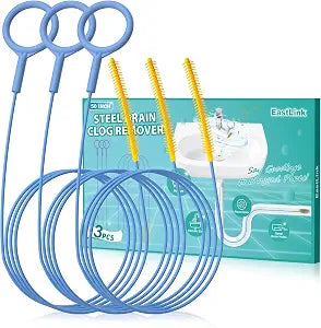 EastLink 50 Inch Extra-Long Drain Snake 3 Pack, Reusable Drain Clog Remover