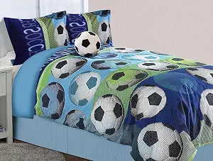 All American Collection 4 Piece Full Size Soccer Comforter Set with Furry Friend (4PC Full Size)