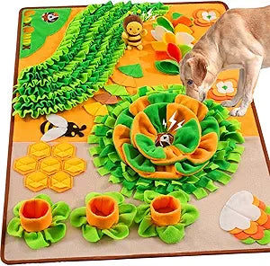 Snuffle Mat for Dogs 40'' X 27'' Large Dog Feeding Mats Pet Sniff Nosework Slower Feeder Interactive Dog Mat for Stress Relief Encourage Natural Foraging (Orange)