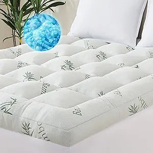 ELNIDO QUEEN 3 Inch Memory Foam Mattress Topper Queen Size - Cooling Breathable Bamboo Viscose Pillow Top for Hot Sleepers, 1700 GSM Fill, Ultra Soft Mattress Pad for Back Pain Relief, 3"x60"x80"