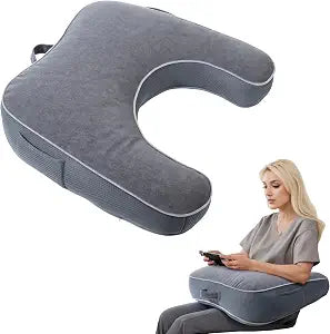 Reading Pillow for Gaming,Gaming Pillow for Lap,Crochet Pillow for Lap Support,Arm Support Pillow for Adult Crocheting, Working or Sitting in Bed, Floor & Sofa (Grey)