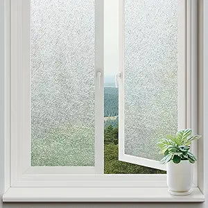 rabbitgoo Window Privacy Film Frosted Glass Film, Decorative Cling UV Sun Blocking Decals, Frosting Window Clings for Home Bathroom Door Coverings, 35.4 X 157.4 inches